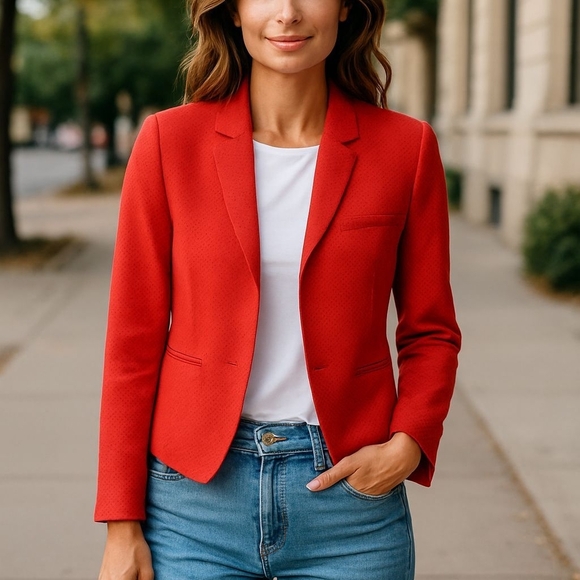 Retro Bright Orange Basketweave Cropped Jacket NWOT size 8 - Picture 12 of 13